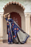 Navy Blue Heavy Woven Worked Banarasi Saree