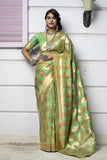 Self Design  Banarasi Silk Green Saree