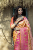 Floral Printed Banarasi Silk  With Self Designed Woven Saree