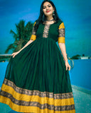 Green Colour Silk Weaving Work Gown