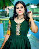 Green Colour Silk Weaving Work Gown