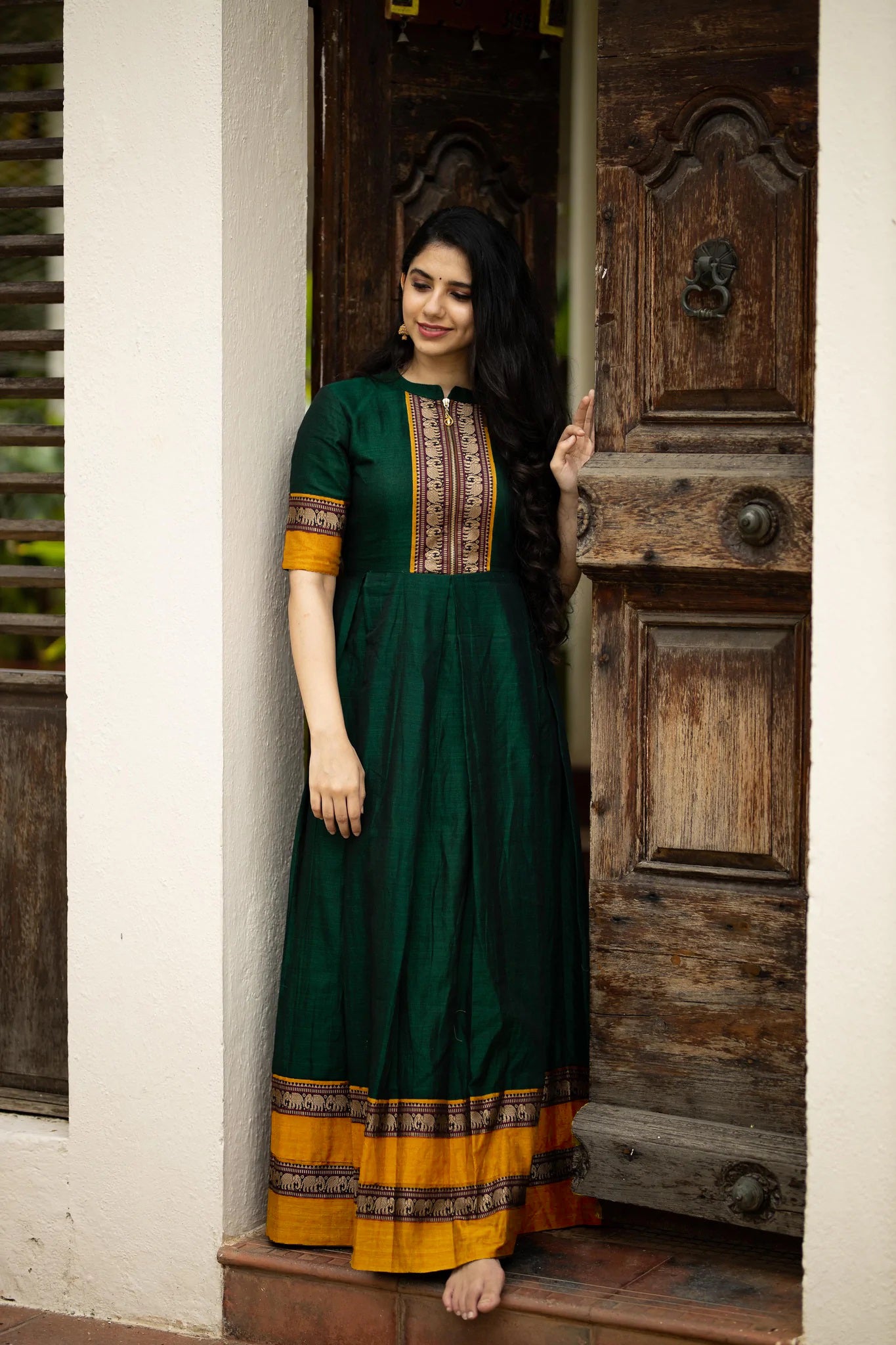 Green Color Party Wear Designer Gown :: ANOKHI FASHION