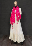 Lucknowi Chikankari White With Pink Duppatta