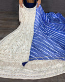 White And Blue Duppatta Gown