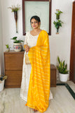 White And Yellow Duppatta Gown