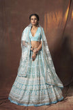 Party Weaer  Light Blue Colored Soft net Lehenga Choli With Dupatta