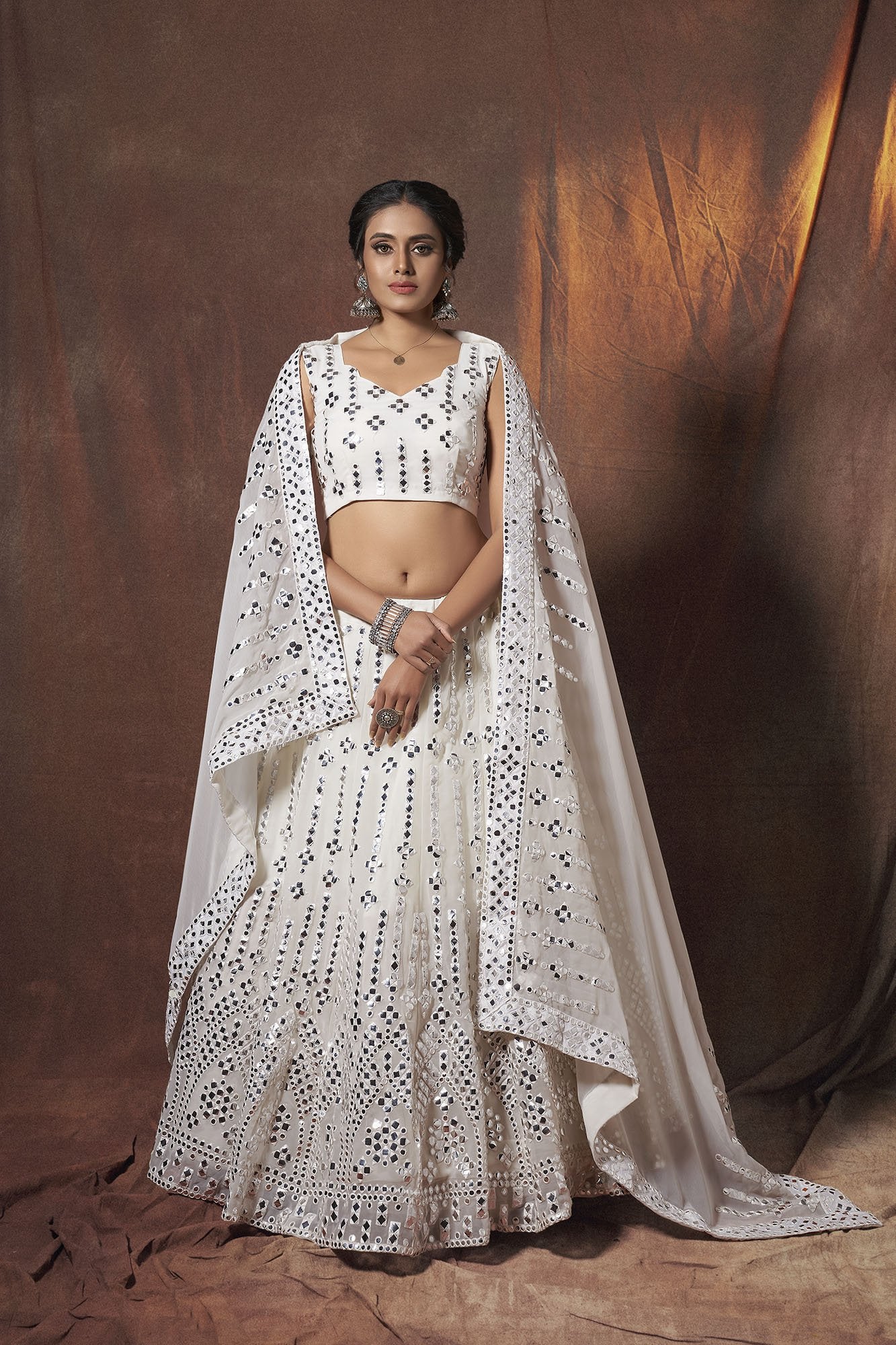 Bridal Silver Lehenga Choli for Pakistani Bridal Wear – Nameera by Farooq
