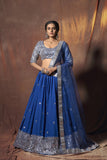 Dazzling Blue With Zari & Mirror Work Lehenga Choli With Dupatta