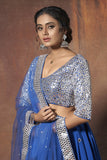 Dazzling Blue With Zari & Mirror Work Lehenga Choli With Dupatta