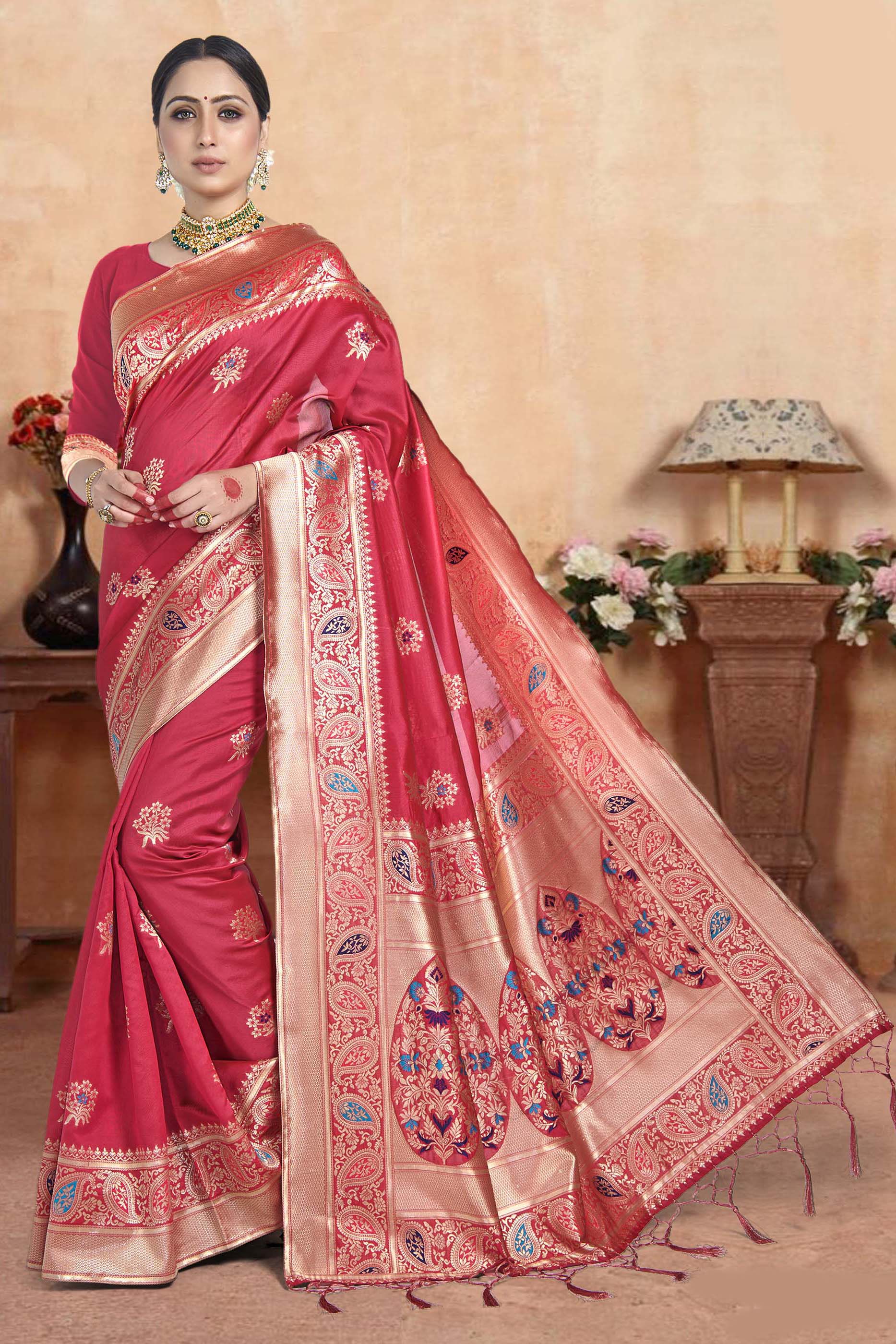 Art Silk With Zari Woven Saree With Blouse