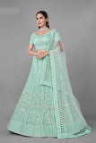 Sea Green Dori, Zari & Zarkan Work Lehenga Choli With Dupatta