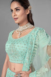 Sea Green Dori, Zari & Zarkan Work Lehenga Choli With Dupatta