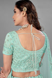 Sea Green Dori, Zari & Zarkan Work Lehenga Choli With Dupatta