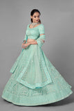 Sea Green Dori, Zari & Zarkan Work Lehenga Choli With Dupatta