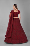 Red Bridal Wear Designer Lehenga Choli With Dupatta Having Dori & Zarkan Work