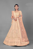 Peach Color Authentic Lehenga Choli With Dupatta For Bridal Wear