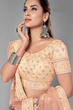 Peach Color Authentic Lehenga Choli With Dupatta For Bridal Wear