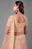 Peach Color Authentic Lehenga Choli With Dupatta For Bridal Wear