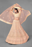 Peach Color Authentic Lehenga Choli With Dupatta For Bridal Wear