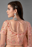 Peach Colored Bridal Wear Designer Lehenga Choli With Dupatta