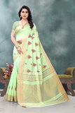 Casual Wear Linen Handwork With Zari border Saree