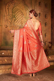 Festive Fiery Red Soft Naylon Silk Saree - Cygnus Fashion