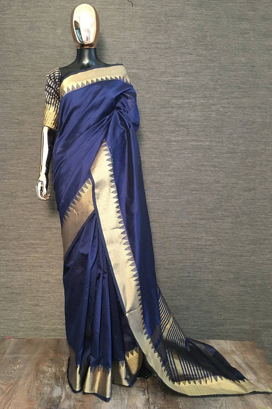 Festive Wear Blue Assam Silk Saree
