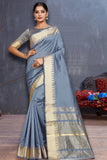 Party Wear Gray Assam Silk Saree