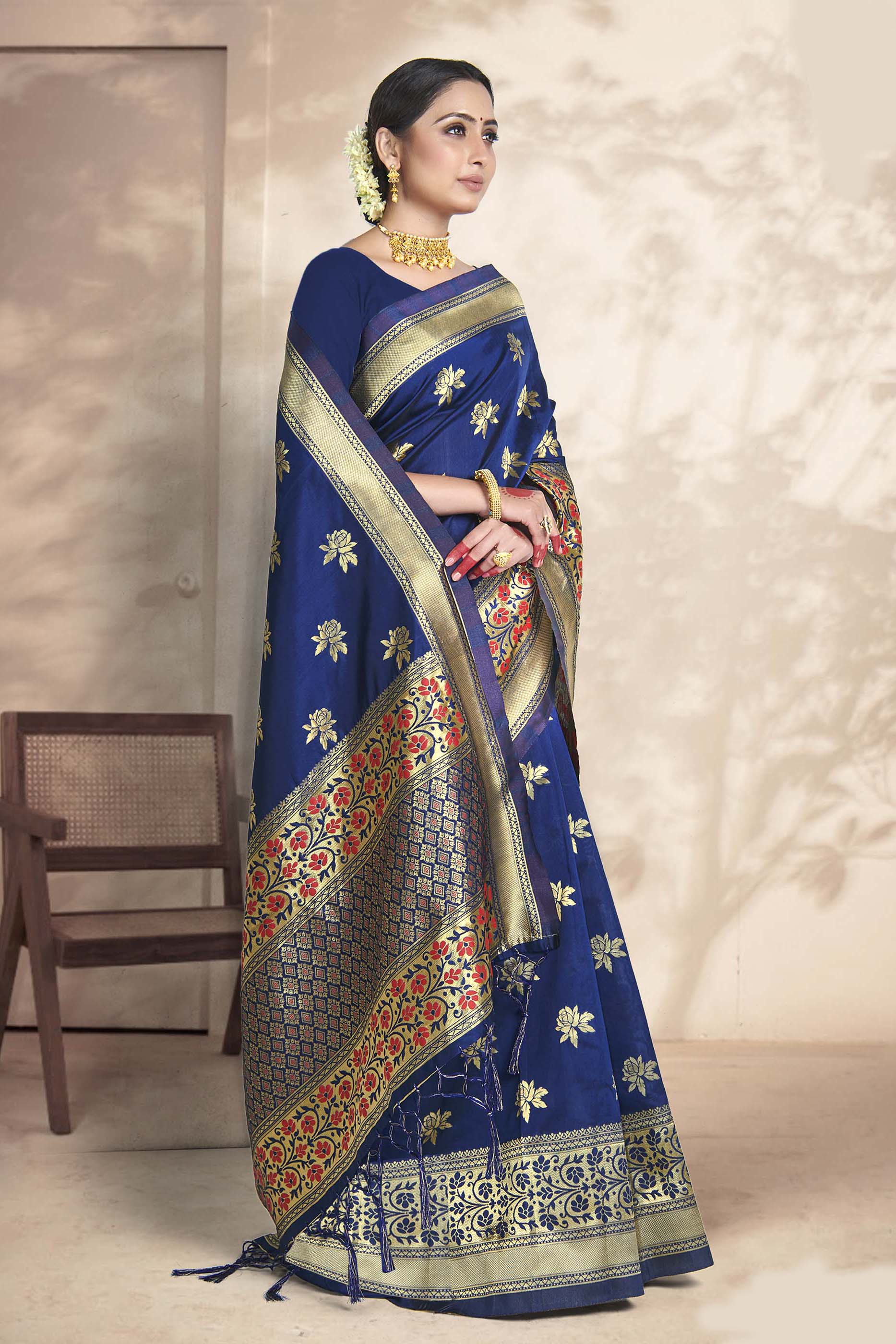 Banarasi Art Silk Saree With Tassels Attached