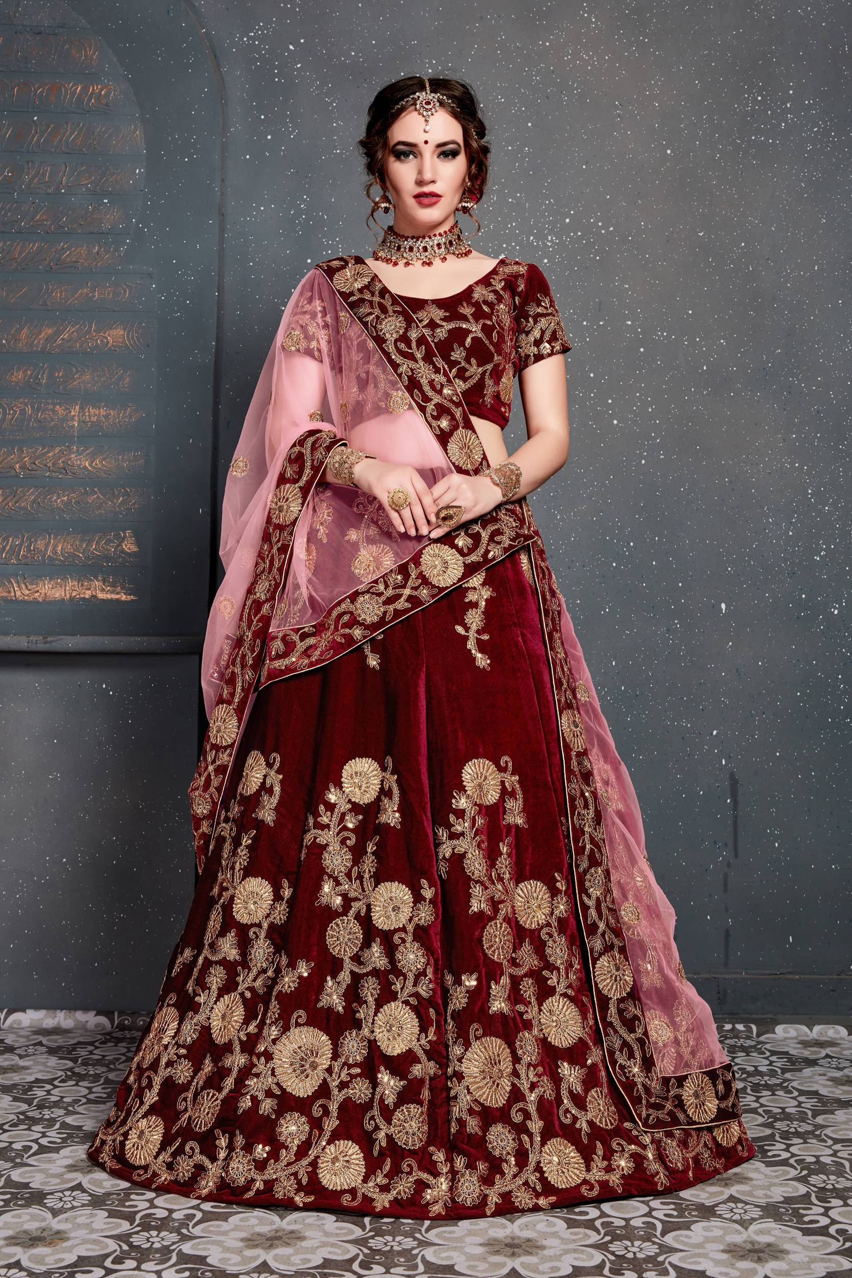 Maroon Colour Lehega Bridal Lehenga, Size: Free Size at Rs 10500 in Bhopal