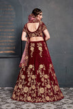 Maroon Heavy Zari And Wedding Embroidery Bridal Lehenga Choli  With Dupatta