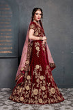 Maroon Heavy Zari And Wedding Embroidery Bridal Lehenga Choli  With Dupatta