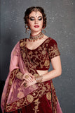 Maroon Heavy Zari And Wedding Embroidery Bridal Lehenga Choli  With Dupatta