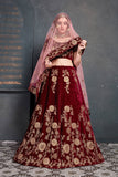 Maroon Heavy Zari And Wedding Embroidery Bridal Lehenga Choli  With Dupatta