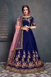 Flaunt Denim Blue Color Tapeta Silk Heavy Embroidery Work  Bridal Lehenga Choli