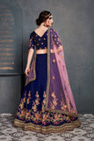 Flaunt Denim Blue Color Tapeta Silk Heavy Embroidery Work  Bridal Lehenga Choli