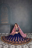 Flaunt Denim Blue Color Tapeta Silk Heavy Embroidery Work  Bridal Lehenga Choli