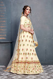 Cream Bridal Lehenga With Designer Choli heavy Thread and Diamond Work For Wedding Wear