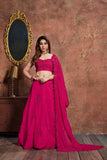 Party Wear Pink Sequence Embroidery Beautiful Designer Georgette Lehenga Choli