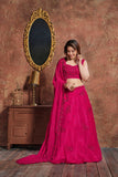 Party Wear Pink Sequence Embroidery Beautiful Designer Georgette Lehenga Choli