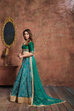 Designer Thread And Embroidery Work Bridal & Party Wear Turquoise Color Lehenga Choli