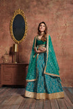 Designer Thread And Embroidery Work Bridal & Party Wear Turquoise Color Lehenga Choli