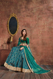 Designer Thread And Embroidery Work Bridal & Party Wear Turquoise Color Lehenga Choli