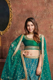 Designer Thread And Embroidery Work Bridal & Party Wear Turquoise Color Lehenga Choli