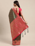 Soft silk saree Green and Red colour  festive wear Saree