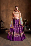 Classic Purple Color Fancy Work Lehenga With Designer Choli For Wedding Wear