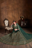 Green Color  Glitter Sequence Embroidery Work Lehenga Choli For Wedding Wear