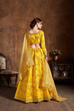 Shinning Yellow Colored Thread & Sequence Embroidery Work Lehenga Choli With Dupatta