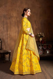 Shinning Yellow Colored Thread & Sequence Embroidery Work Lehenga Choli With Dupatta