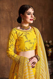 Shinning Yellow Colored Thread & Sequence Embroidery Work Lehenga Choli With Dupatta